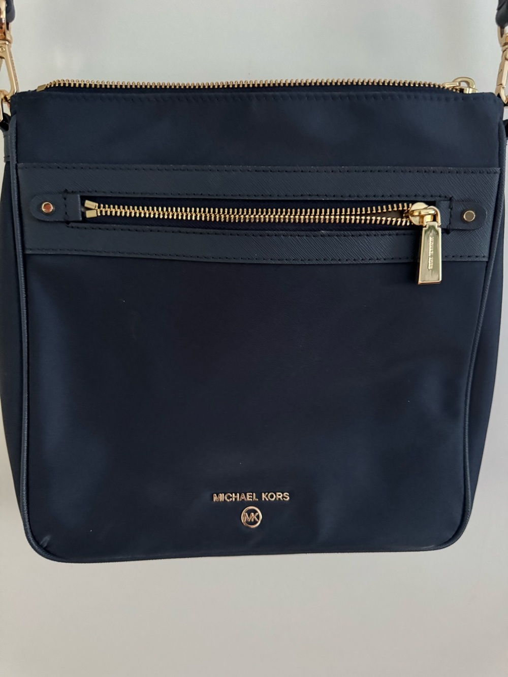 Michael Kors Navy Crossbody with Gold Hardware Accents